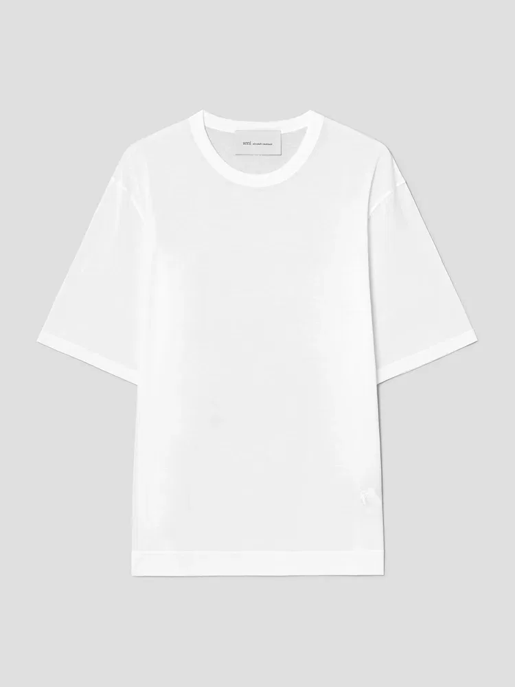 Футболка с коротким рукавом Classic Fit с патчем Ami De Coeur AMI PARIS, White