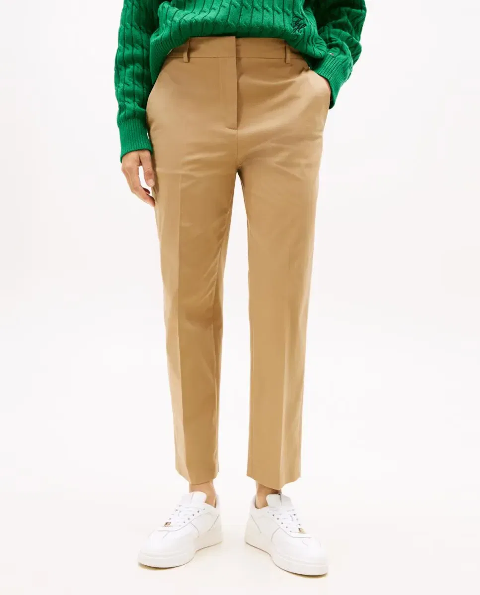 Женские прямые брюки чинос из мягкой ткани Tommy Hilfiger, Camel