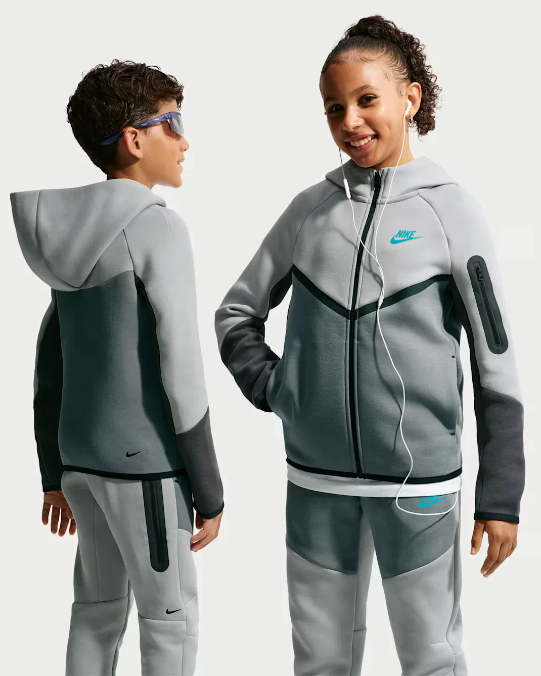 Толстовка на молнии для детей постарше Nike Sportswear Tech Fleece, Light Smoke Grey/Smoke Grey/Anthracite/Black