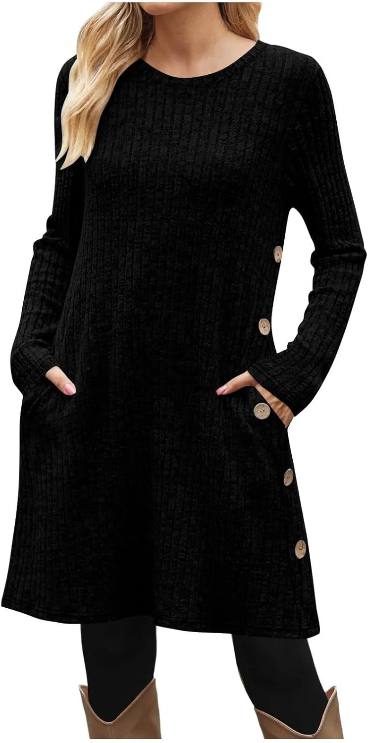 Женское платье-свитер A-line Casual, Black