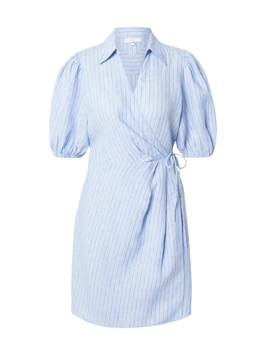 Платье-рубашка TOMMY HILFIGER 'Pure Relaxed Mini Wrap' синего и светло-голубого цвета