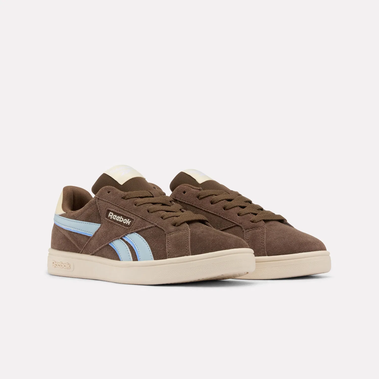 Детские кроссовки для девочек с кожаным верхом Reebok Court Retro, Simplebrown Aged Beige Iceblue — фото 4