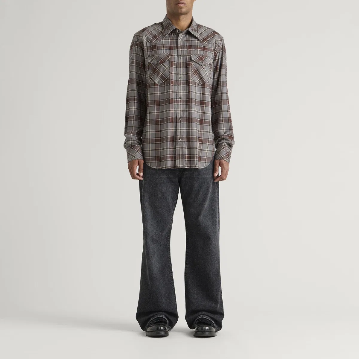Рубашка из фланели Surrow Check Flannel Acne Studios, Multi Grey — фото 4