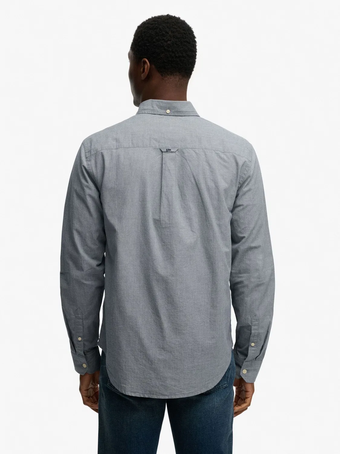 Рубашка повседневная Preppy Poplin Long Sleeve Superdry, темно-синий с микро-гусиной лапкой — фото 3
