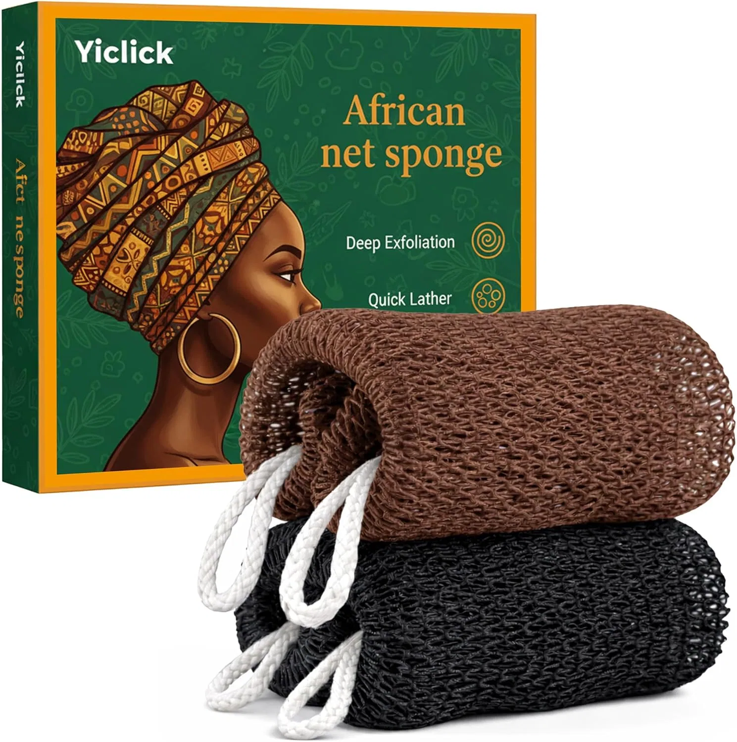 Пилинг-губка из африканской сетки Yiclick, 2 шт, Schwarz