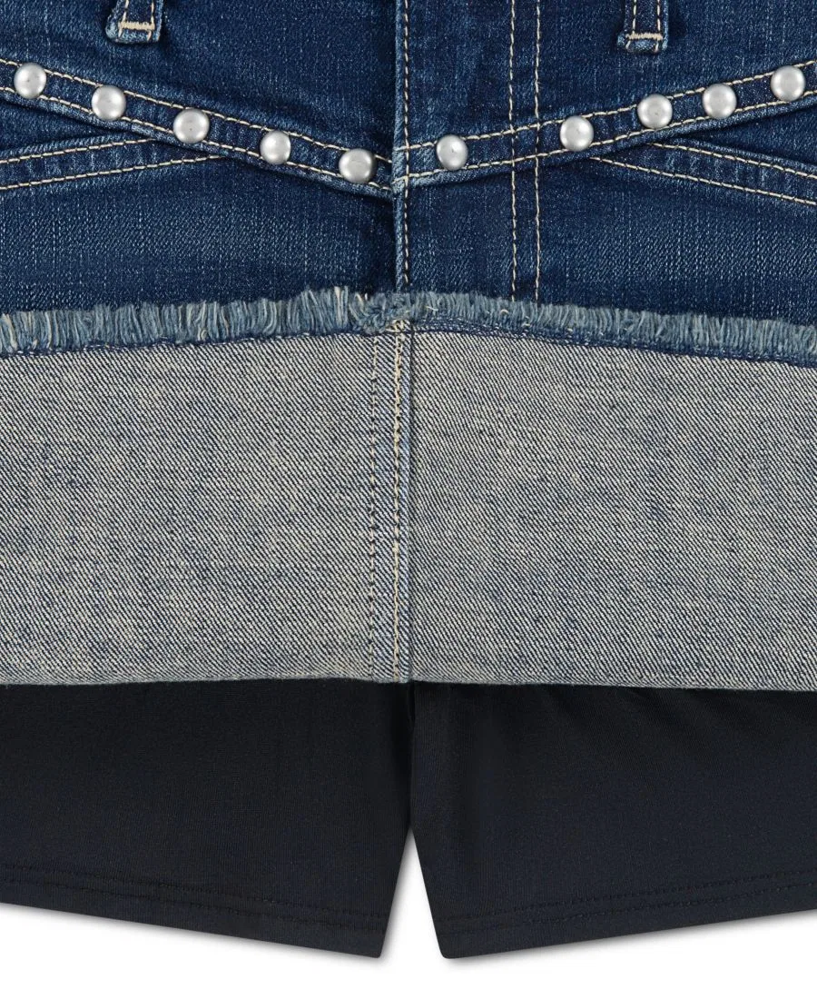 Юбка мини с заклепками и встроенными шортами Abercrombie Kids, Dark Blue — фото 4