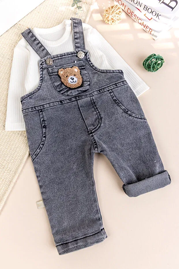 Детский комбинезон джинсовый с принтом Babymod, Gray — фото 3