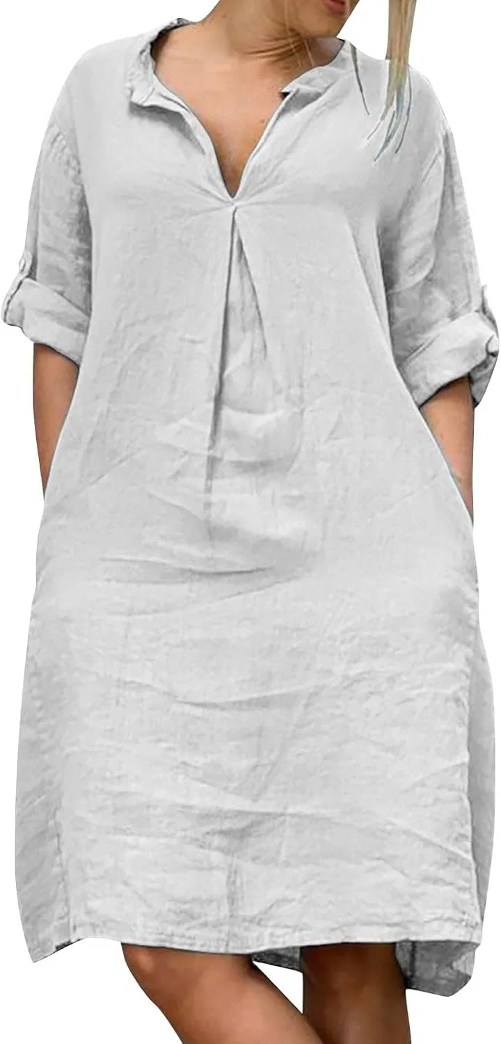 Женское платье V-образным вырезом Casual, Gray
