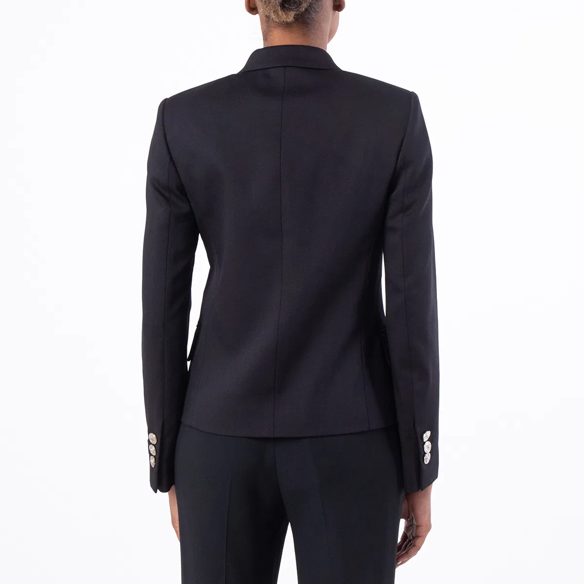 Жакет двубортный укороченный Crop Double-Breasted Wool Blazer Versace, Black — фото 3