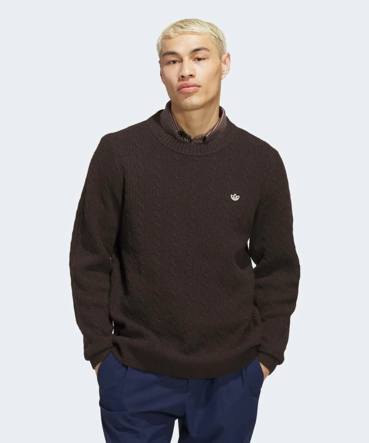 Мужской свитер с длинным рукавомOriginals Cable Knit Adidas, Dark Brown