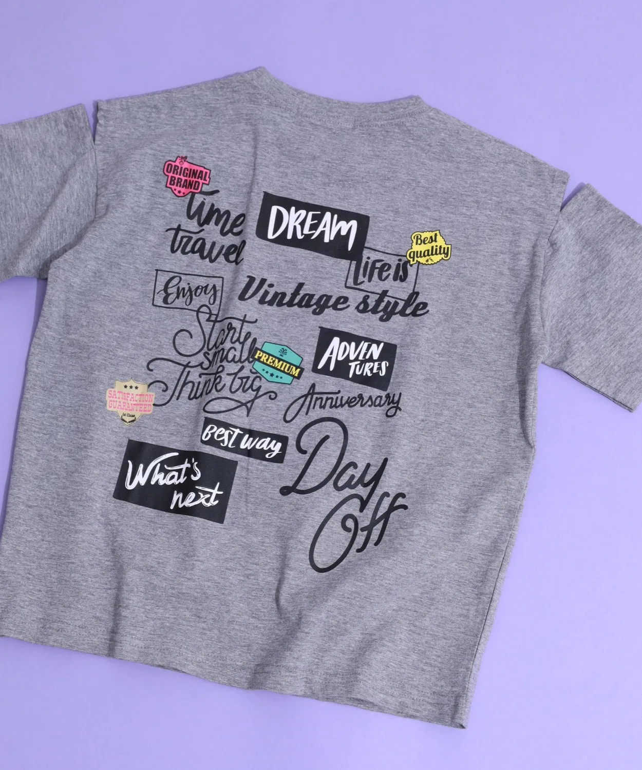 Детская футболка с открытыми плечами оверсайз FUNALIVE, Light Grey