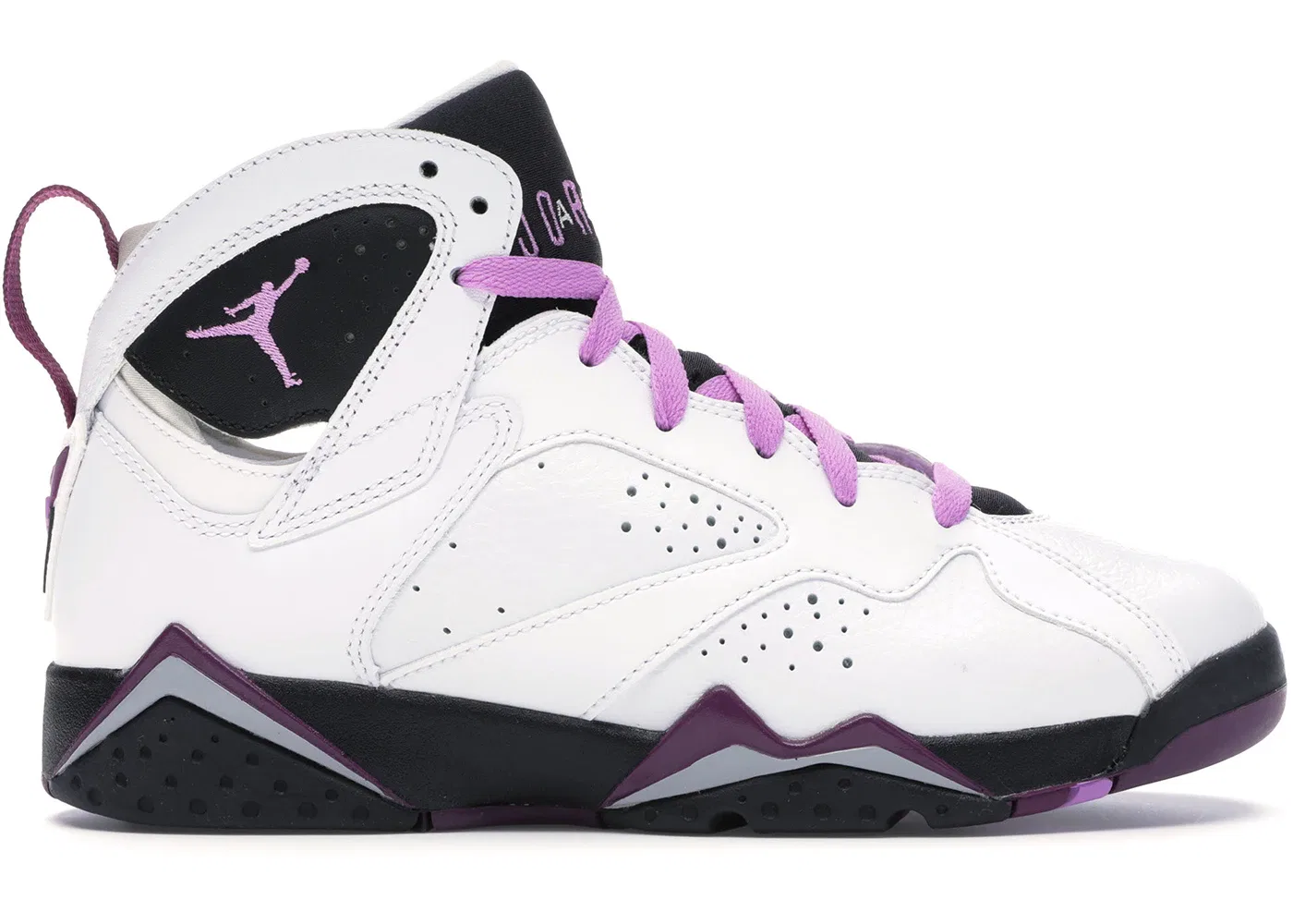 Детские кроссовки Lifestyle с перфорированным верхом Jordan 7 Retro Jordan, White/Fuchsia Glow-Black-Mulberry
