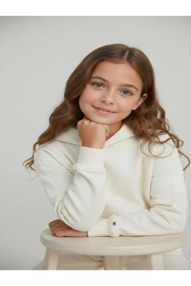 Детское худи для девочек хлопковое Tommy Hilfiger, Ecru