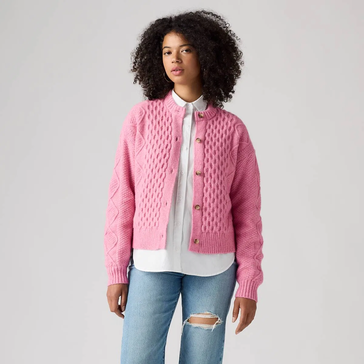 Кардиган Charlotte с круглым вырезом Levi's, Wild Rose Heather Wild Rose - Pink — фото 3