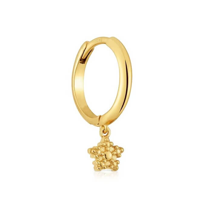 

Серьга-кольцо одинарная Tous Grain Short Star Motif, 10 мм, серебро с 18-каратным золотым покрытием