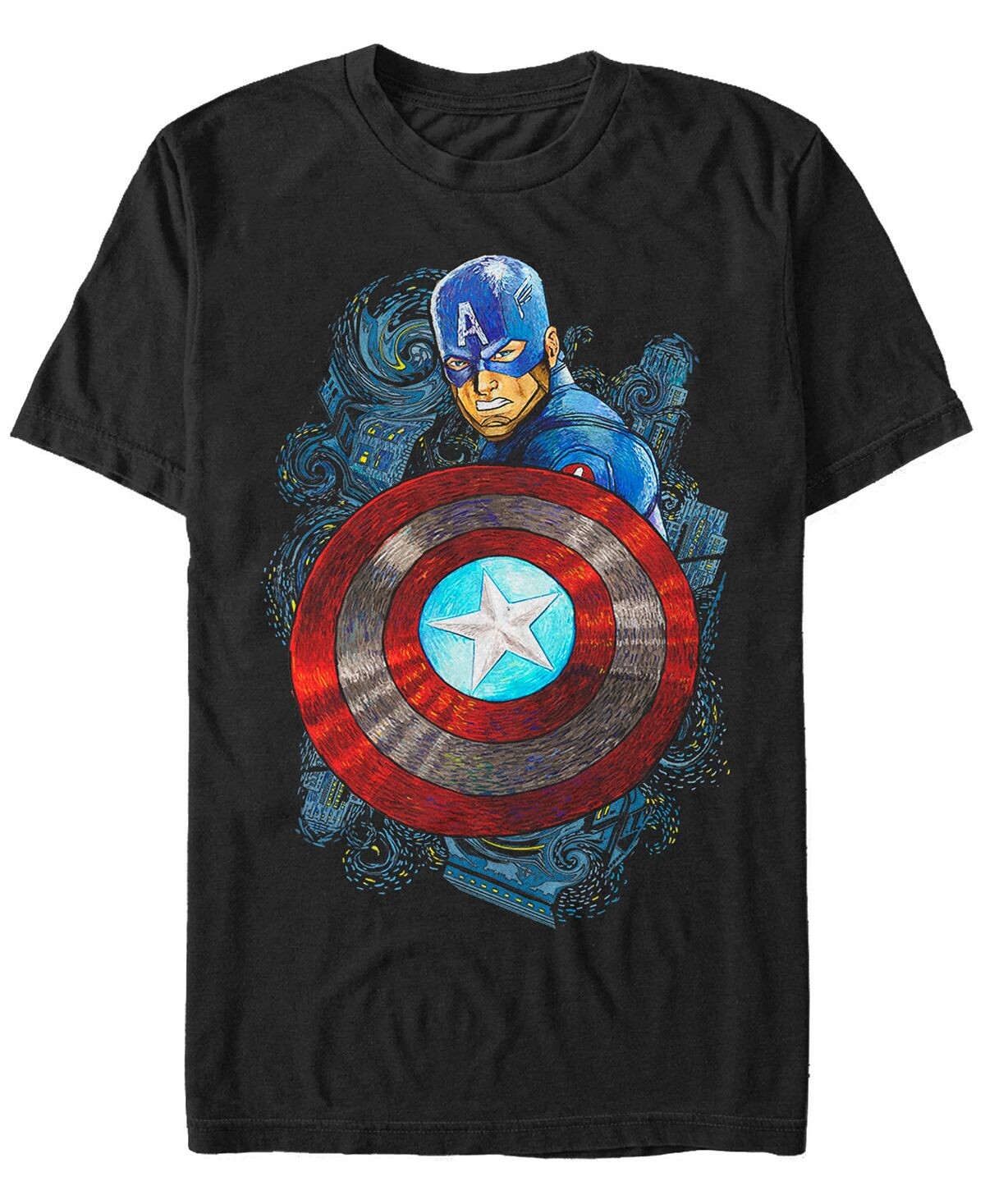 

Мужская коллекция комиксов marvel starry night style captain футболка с коротким рукавом Fifth Sun, черный