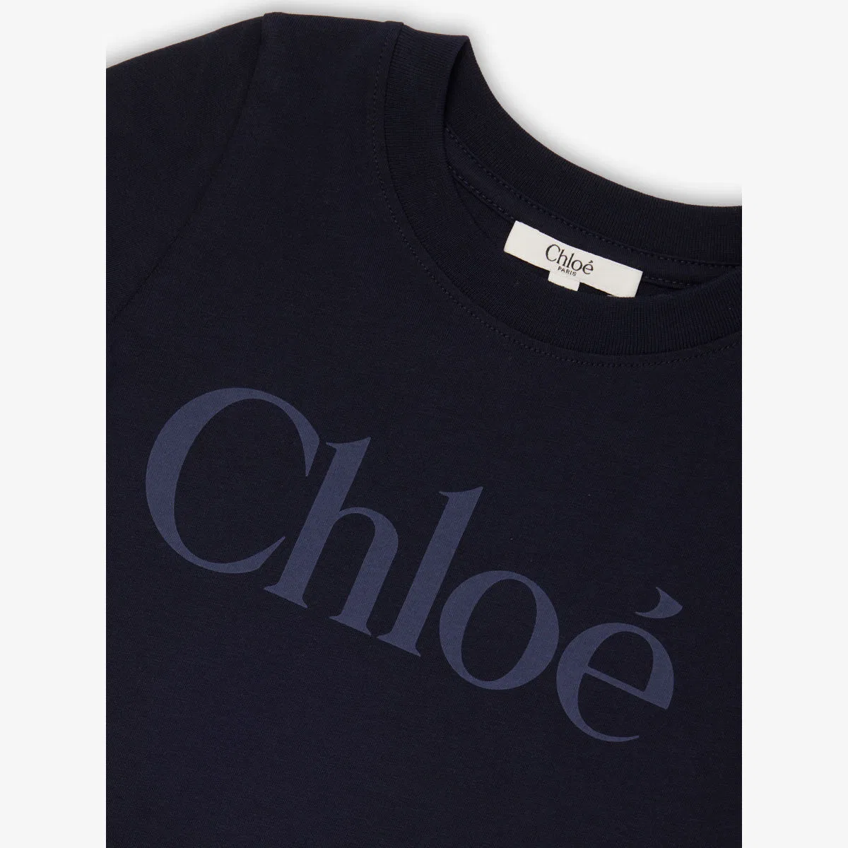 Хлопковая футболка с коротким рукавом и логотипом, размер 4-14 лет Chloe, темно-синий — фото 2