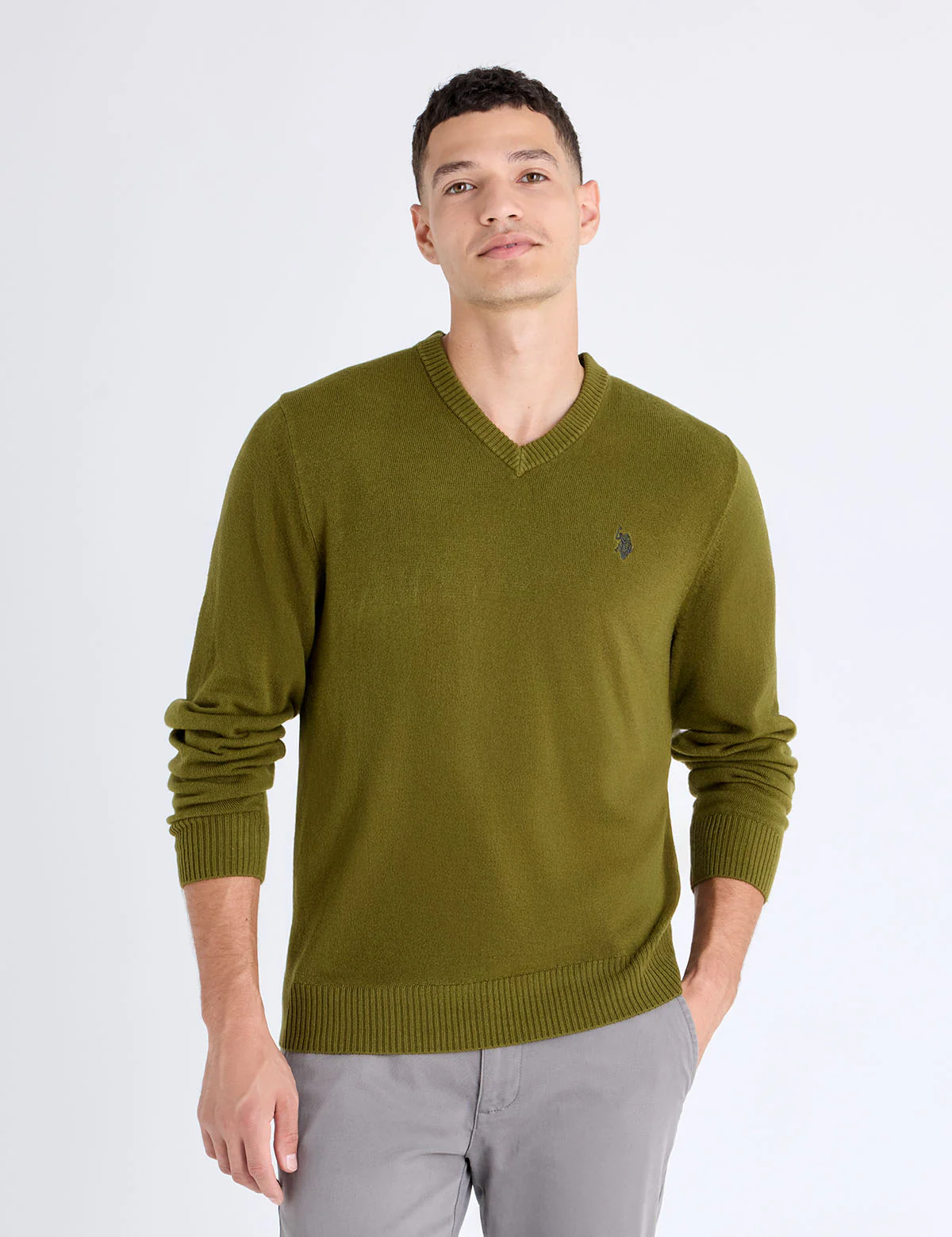 

Свитер U.S. Polo Assn Solid V-neck, темно-зеленый