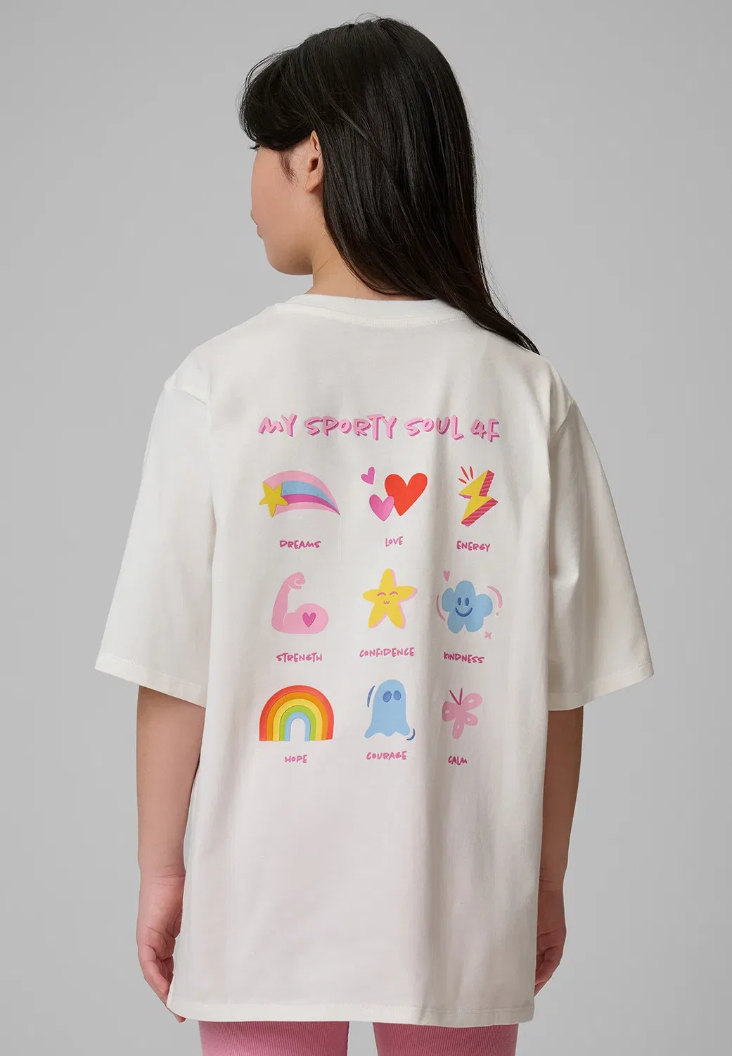 Футболка свободная z nadrukiem dziewczęcy - fioletowy 158/164 (12-14 лат) - футболка с принтом 4F, Off White — фото 2