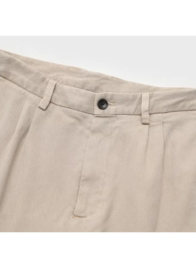 Брюки хлопковые со складками и карманами Zara, абрикосово-хаки — фото 4