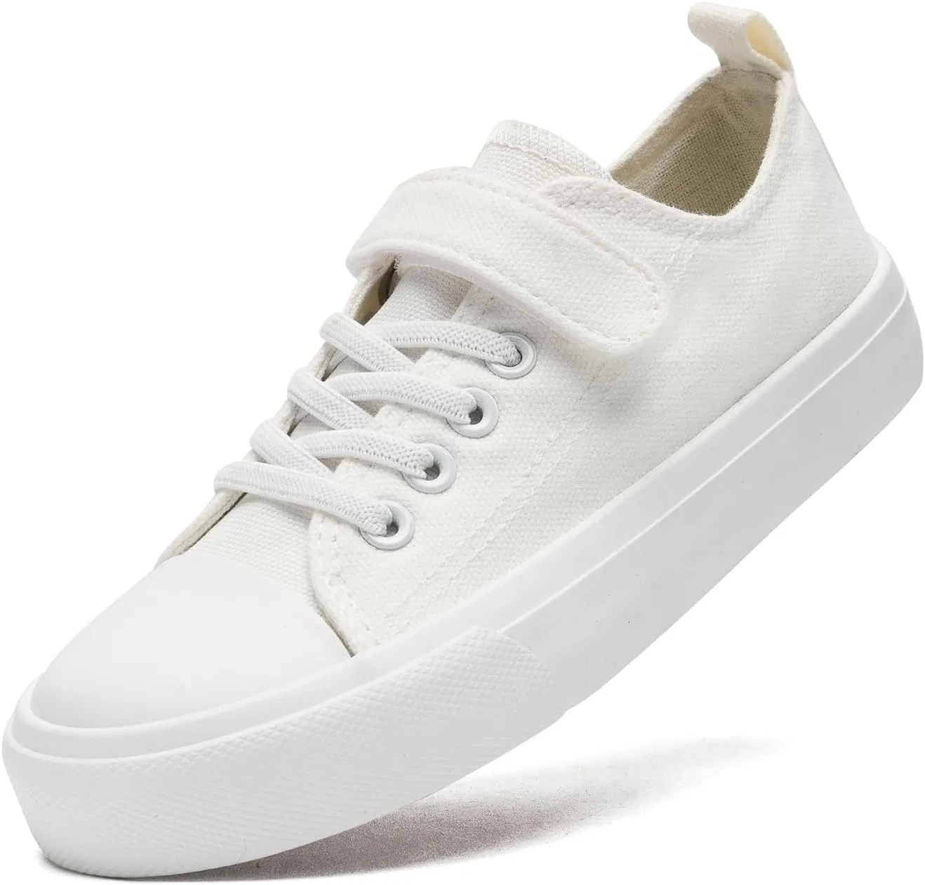 Детские кеды для мальчиков и девочек с регулируемым ремешком xinlanlin, White Low Top
