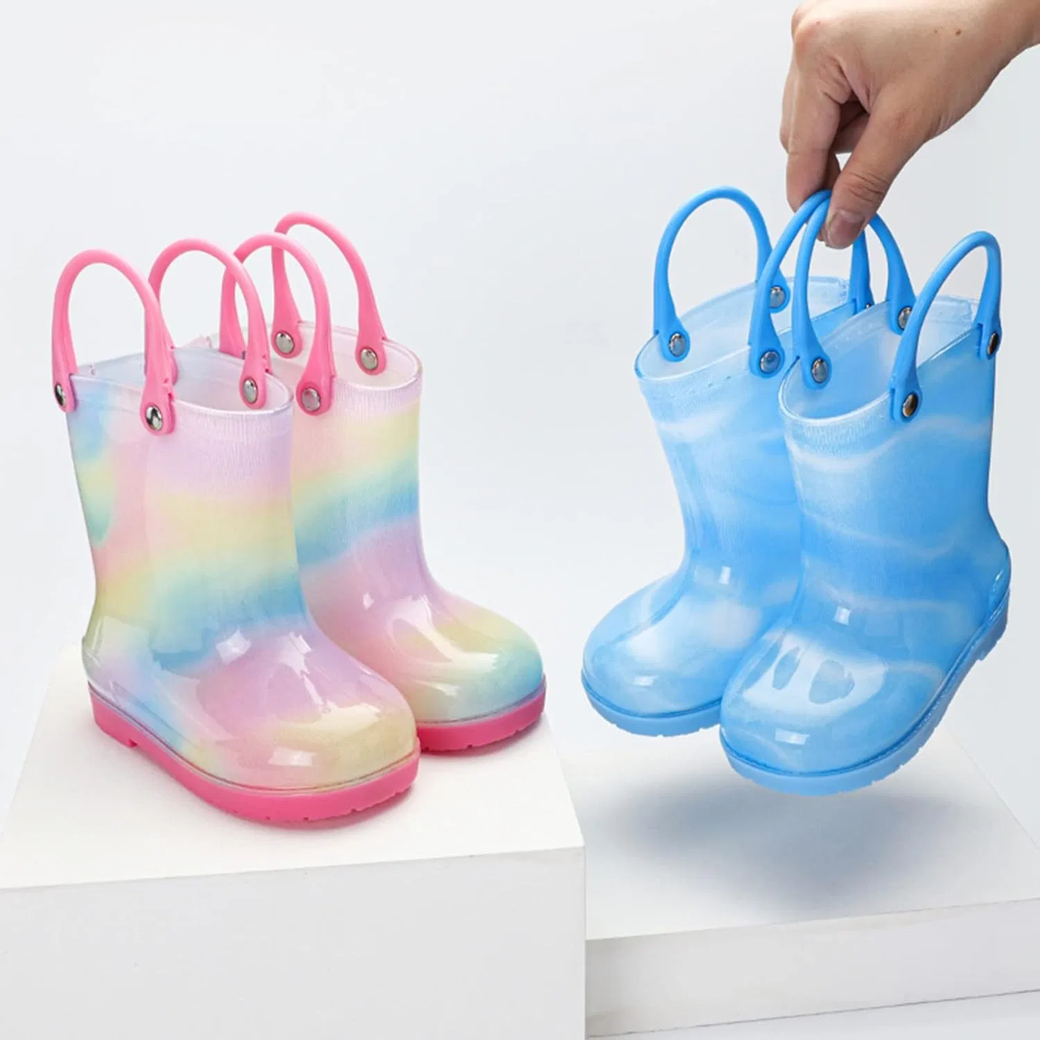 Детские сапоги для девочек с принтом Rainbow Bowknot — фото 2