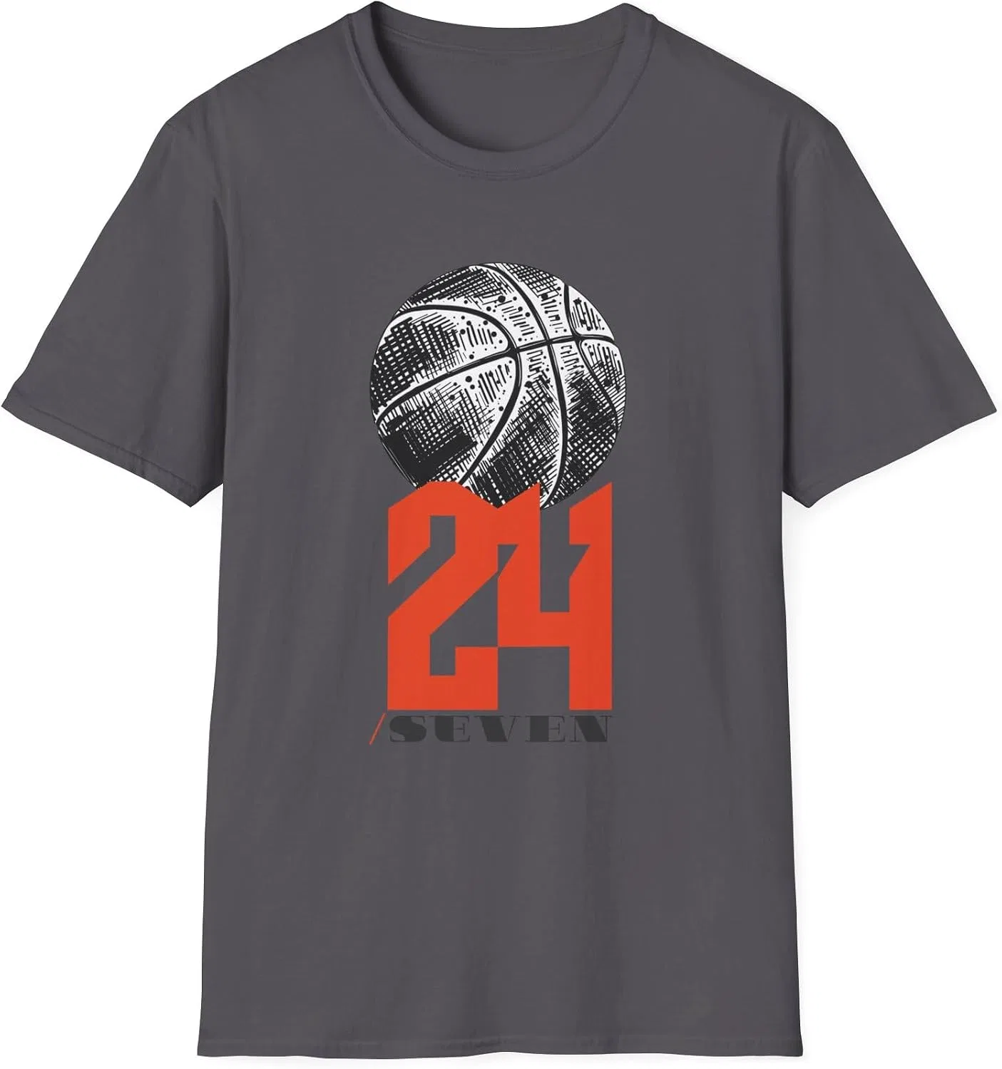 Футболка с принтом Basketball 24/7 Gildan 64000, Charcoal