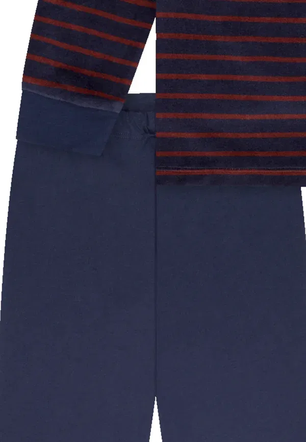 Пижамный комплект из велюра Set Schiesser, Dark Blue, темно-синий — фото 3