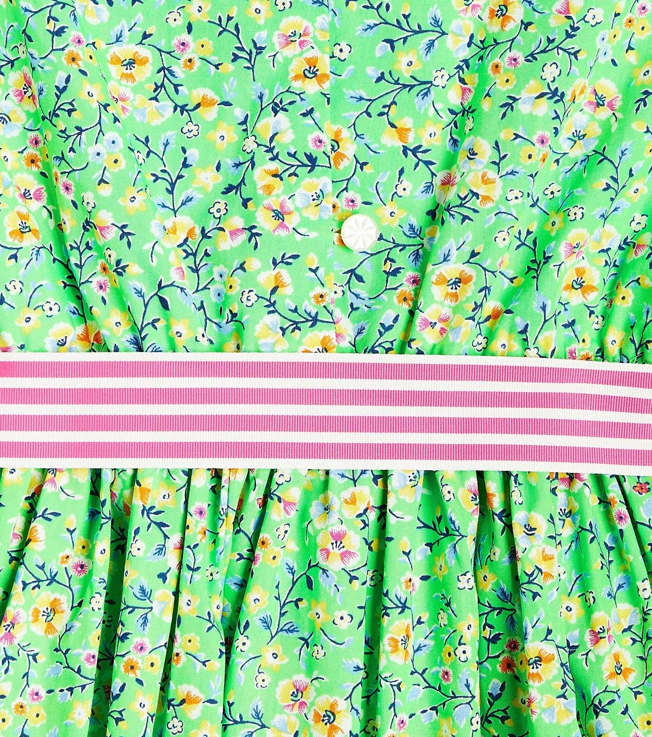 Платье хлопковое с цветочным принтом Palais Floral Lt Green Polo Ralph Lauren Kids, зеленый — фото 2