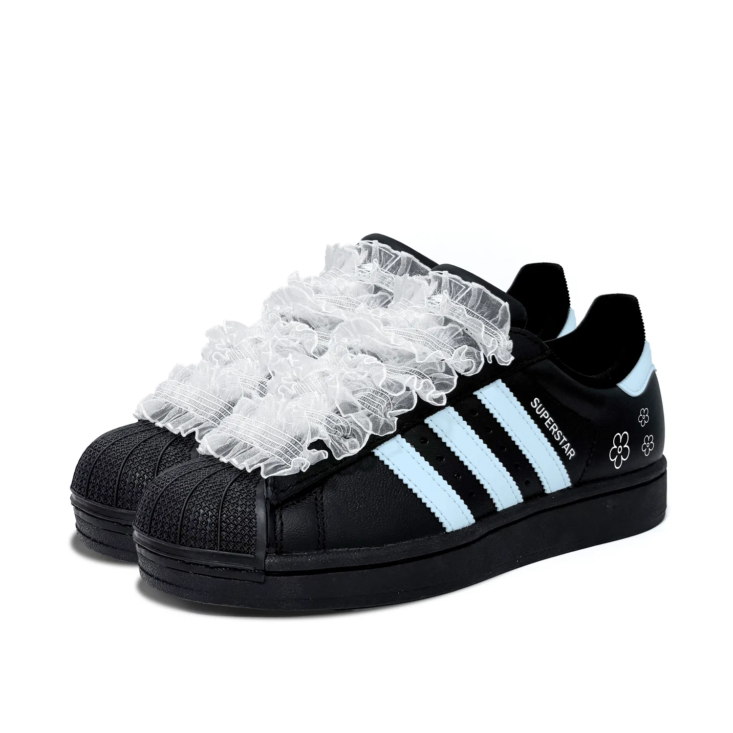 Детские кеды для скейтбординга с мысом-ракушкой Adidas Originals Superstar 2, Black — фото 4