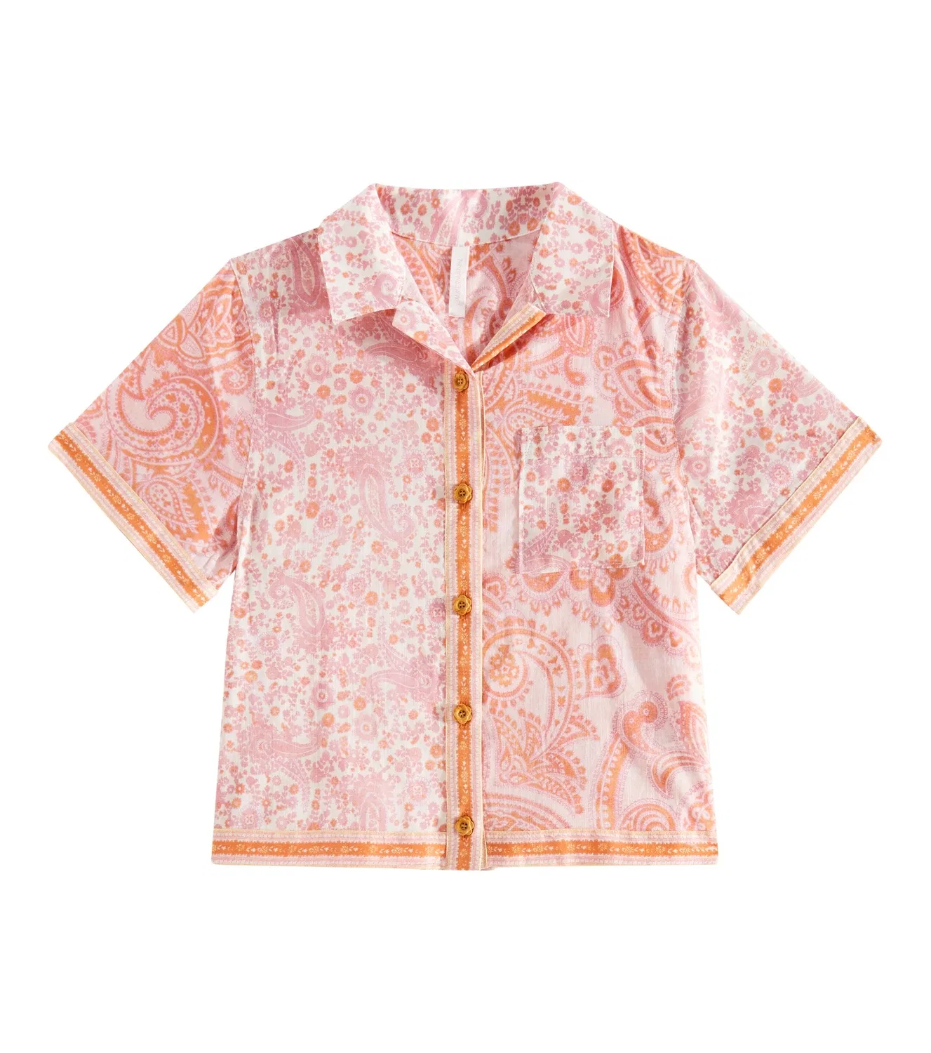 Рубашка хлопковая с узором пейсли Ottie Zimmermann Kids, розовый