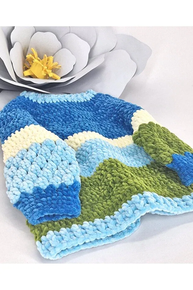 Детский кардиган для мальчиков вязаный Hand knitted velvet boy's cardigan Evitle, Multicolor — фото 3