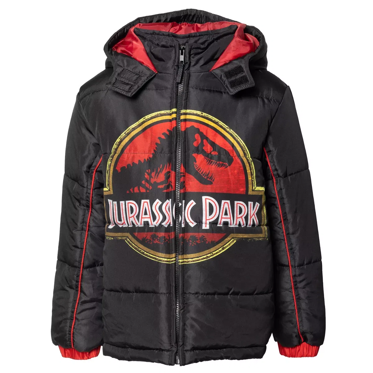 Детское пальто-пуховик для мальчиков с принтом Jurassic Park Zip Up Winter Coat Puffer Jacket Jurassic Park, Black