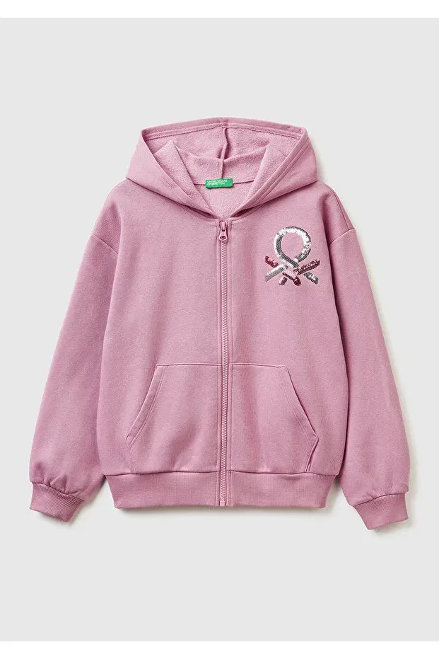 Детское худи для девочек с принтом United Colors Of Benetton, Dried Rose