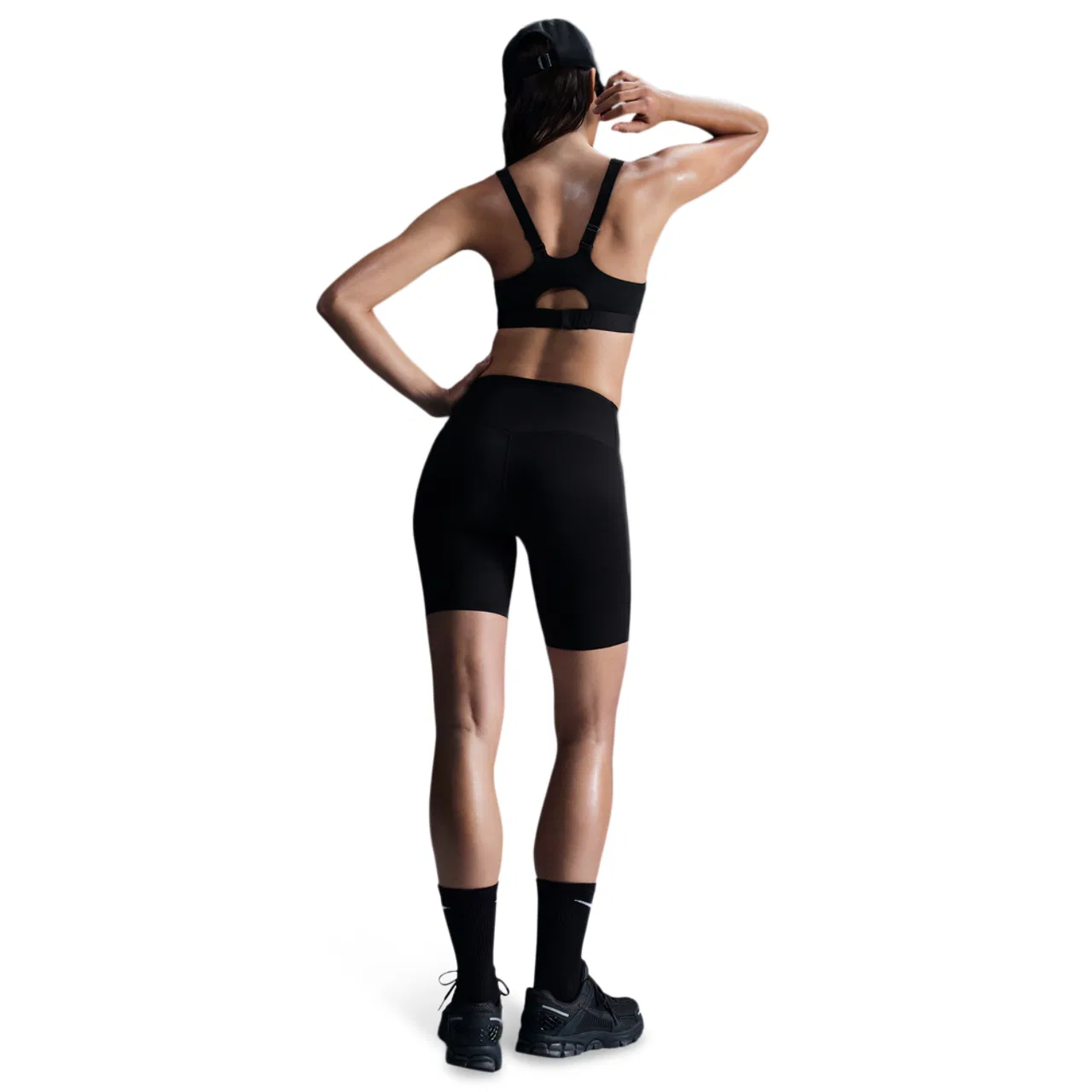 Женский спортивный бюстгальтер с высокой поддержкой Nike Indy High DF, Black/Black/Black — фото 4