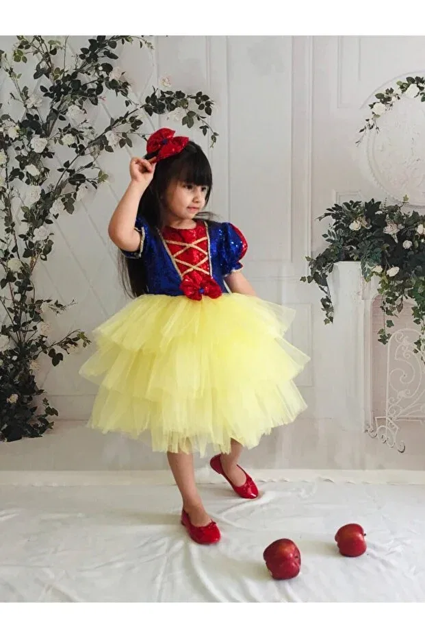Детское платье для девочек с пайетками Princess Buse&Eylül Bebe, Yellow — фото 2