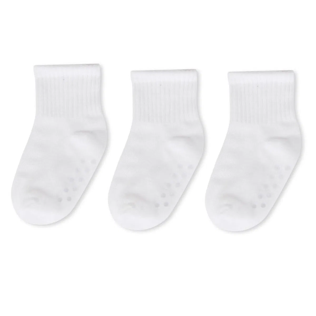 Детские носки для малышей ребристые нескользящие 3 пары Memoi LEGWEAR, White-White-White