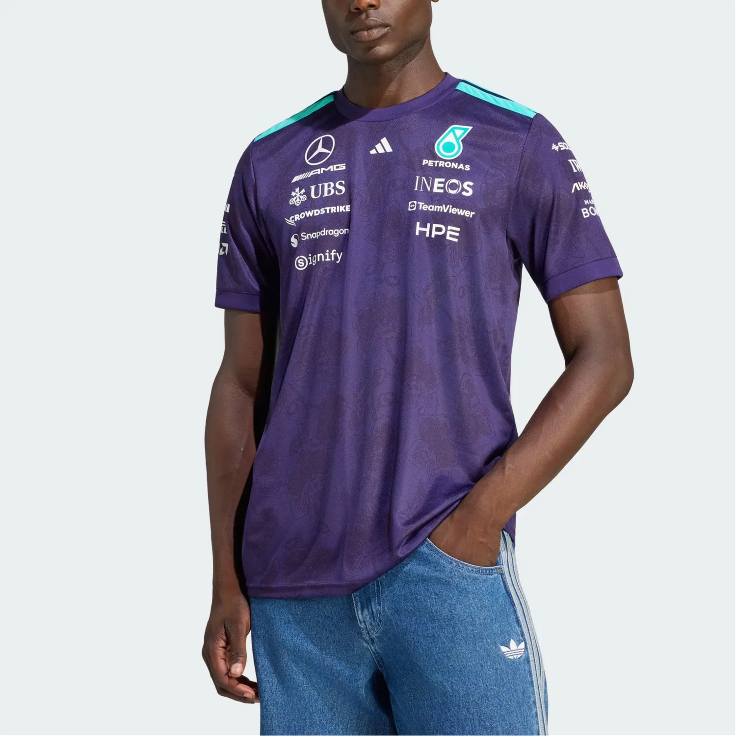 Мужская футболка с коротким рукавом Adidas MERCEDES AMG Racing, Dark Purple — фото 3