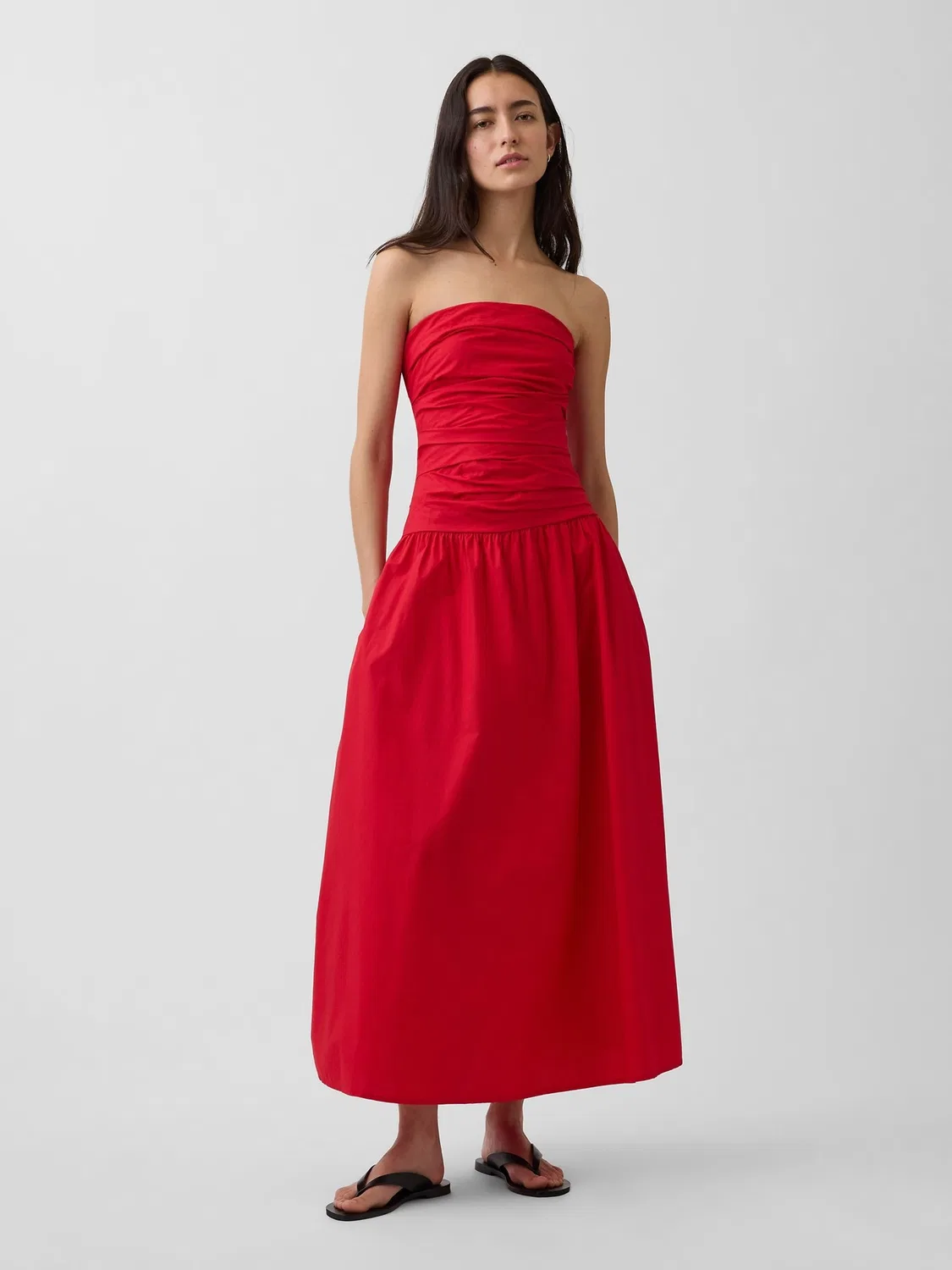 Макси-платье с завышенной талией Gap Red Poplin, красное