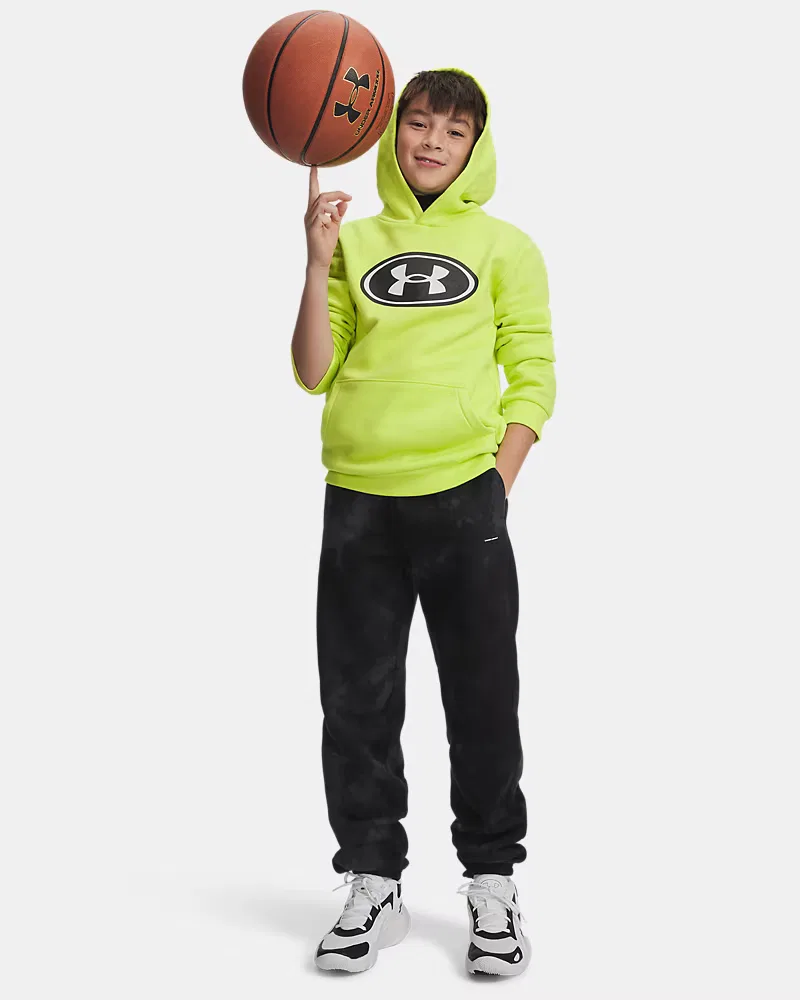 Детские штаны на флисе с начесом, внутренний шов 63,5 см, UA Icon UnderArmour, Black — фото 3