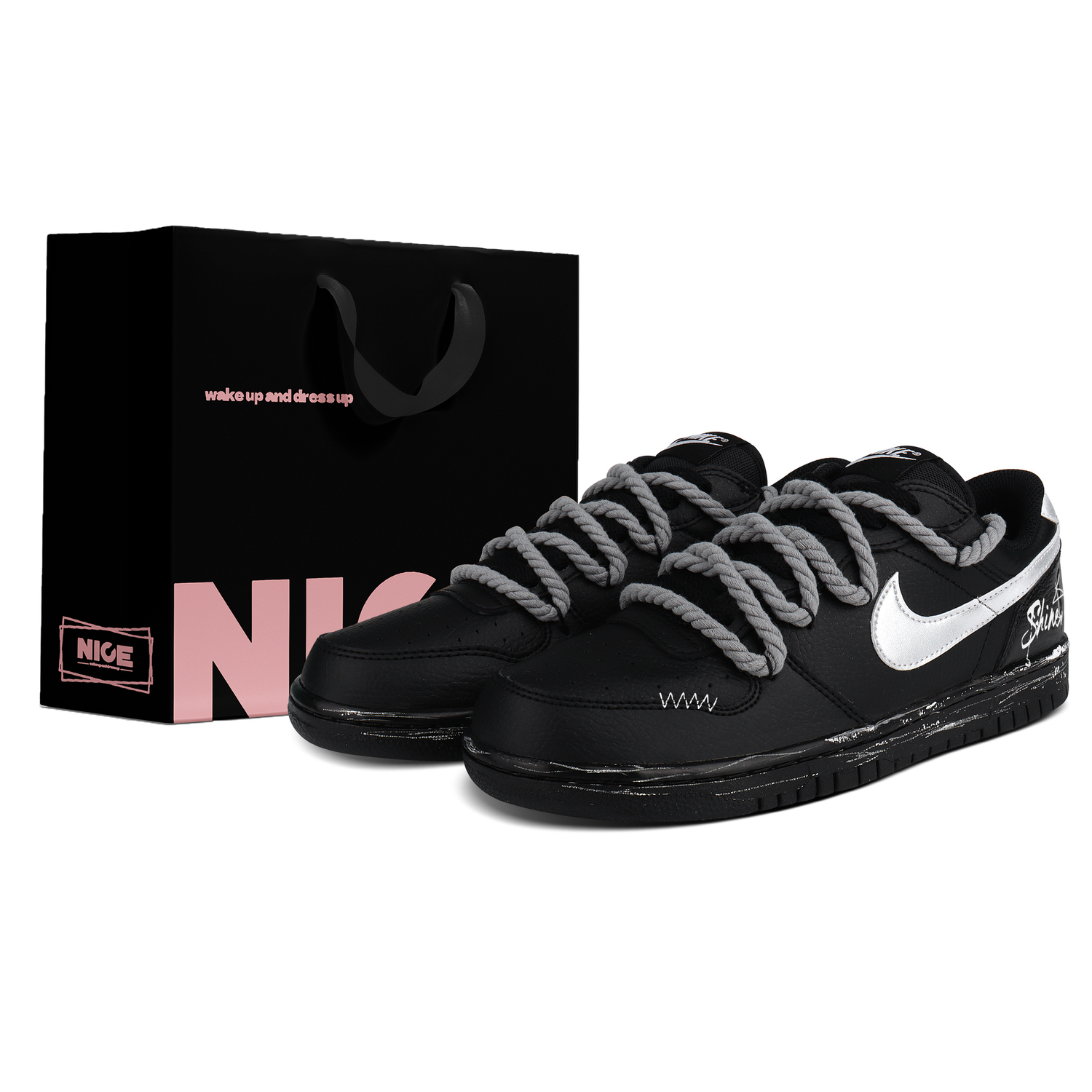 

Nike Big Ink Silver Radiance, Shopping Bag, Boyfriend, Anniversary Synthetic Leather, Leather
