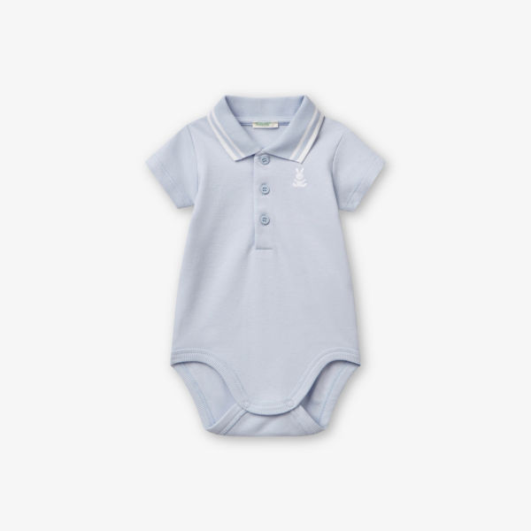 

Вышитый боди из хлопка с зайчиком 1-18 месяцев Benetton, голубой