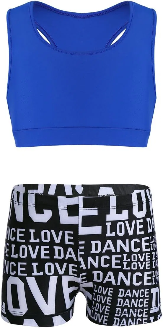 Детский спортивный комплект танцевальный FEESHOW Blue&black