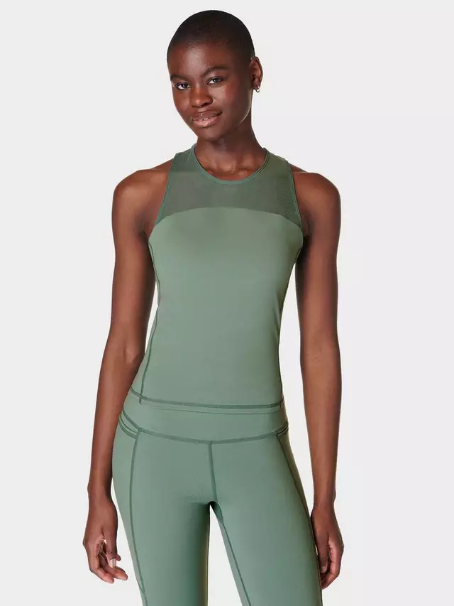 

Топ Sweaty Betty Power Illusion Workout Bra Tank, цвет cool/forest/green