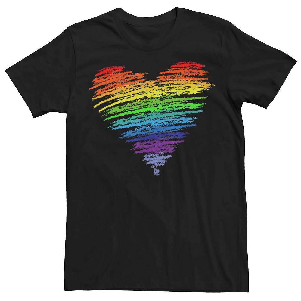 

Мужская футболка с рисунком Pride Love Wins Rainbow Heart Licensed Character, черный