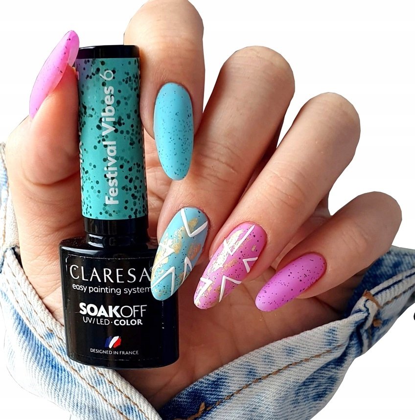 

Claresa Festival Vibes 6 Hybrid Nail Polish Hybrid Green Dots Puderek