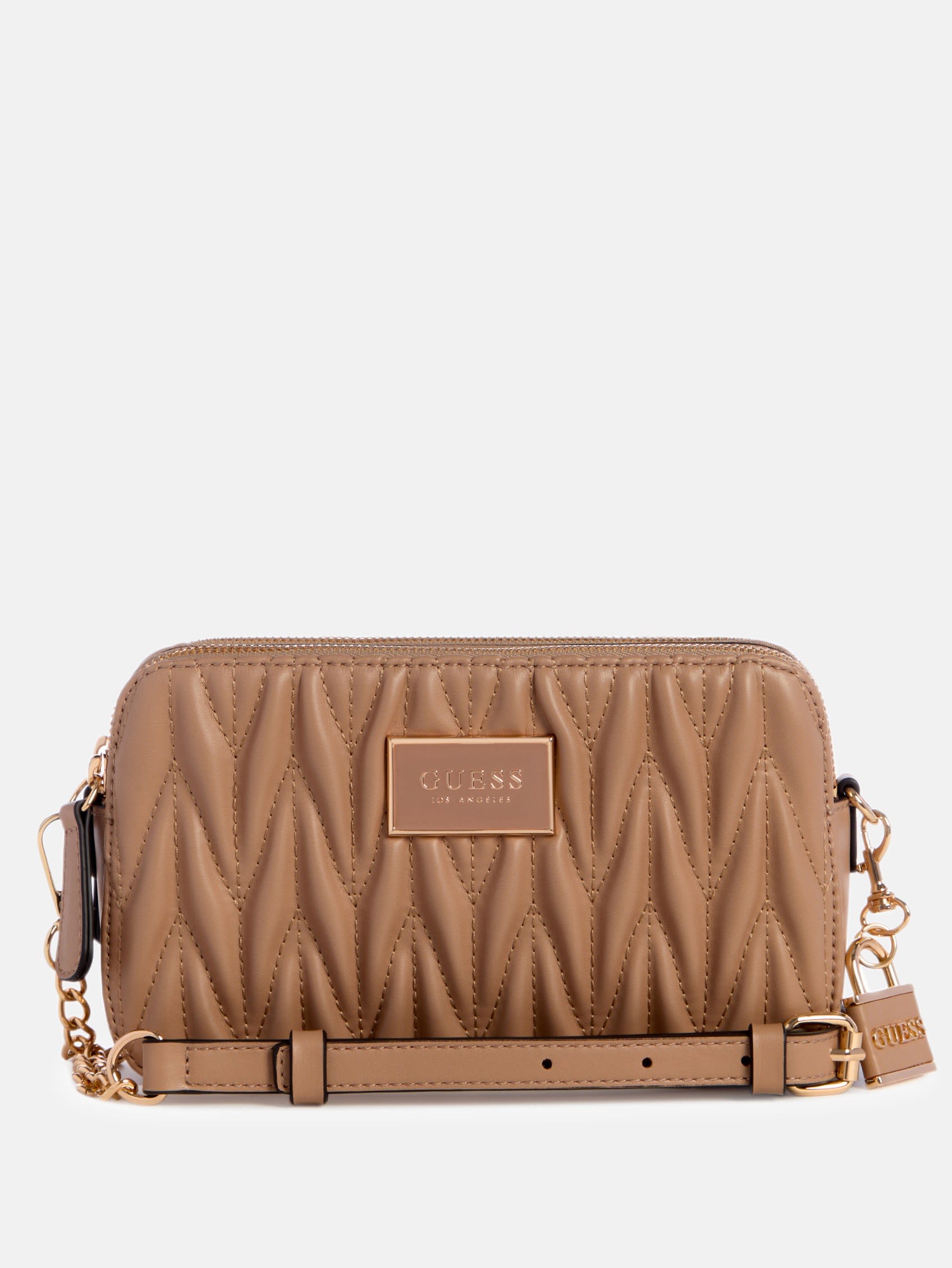 

Миниатюрная сумка через плечо Fluer с двойной молнией Guess Factory, цвет caramel