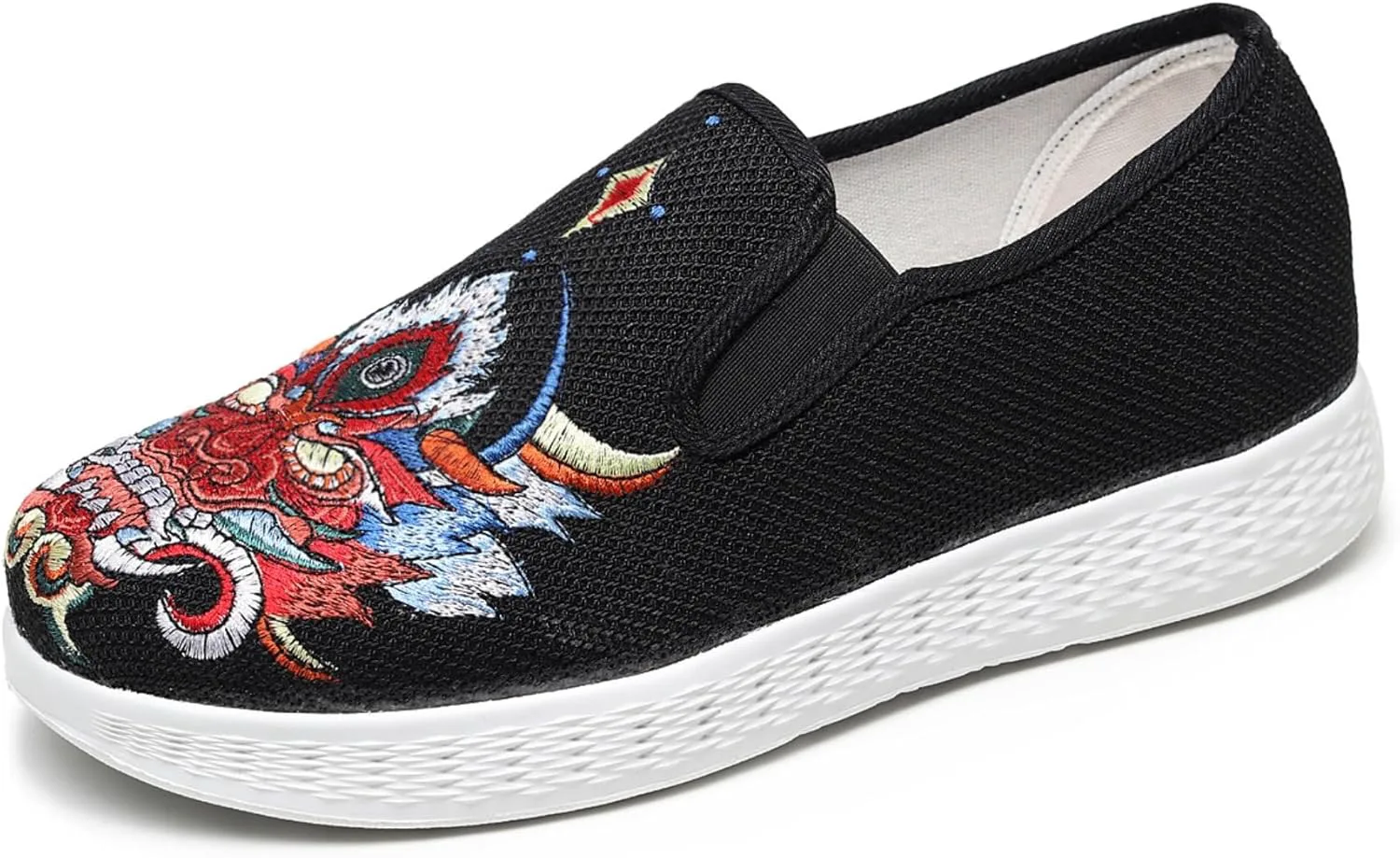 

Вышитые традиционные китайские слипоны-лоферы с драконом для мужчин из канваса - удобная и стильная повседневная обувь для ходьбы с противоскользящей резиновой подошвой, идеально подходит для ежедневной носки, обувь для кунг-фу WEALTHKING, черны...