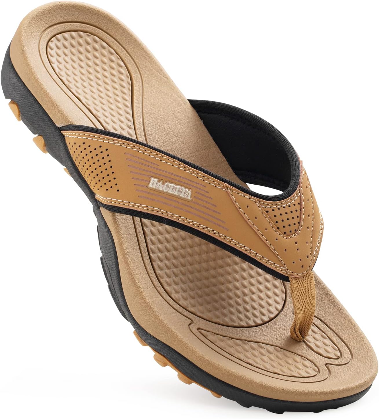 

Мужские кожаные шлепанцы HAOLIRA с поддержкой свода стопы, удобной амортизирующей подошвой, легкие, водонепроницаемые, для улицы, лета, пляжа и бассейна, светло-коричневый