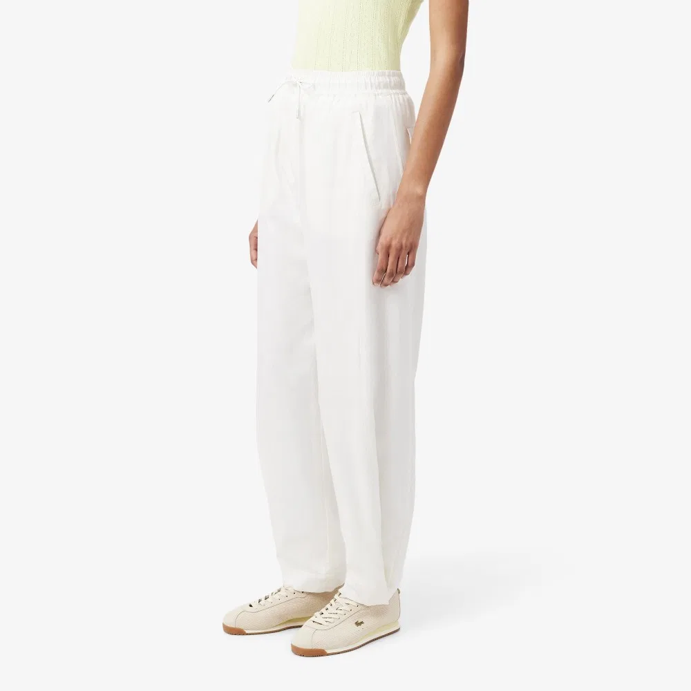 Брюки Lacoste повседневные из смесового льна, офф-уайт — фото 2